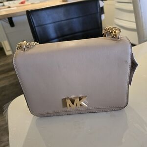 Michael Kors Taupe Crossbody Bag with Gold Accents